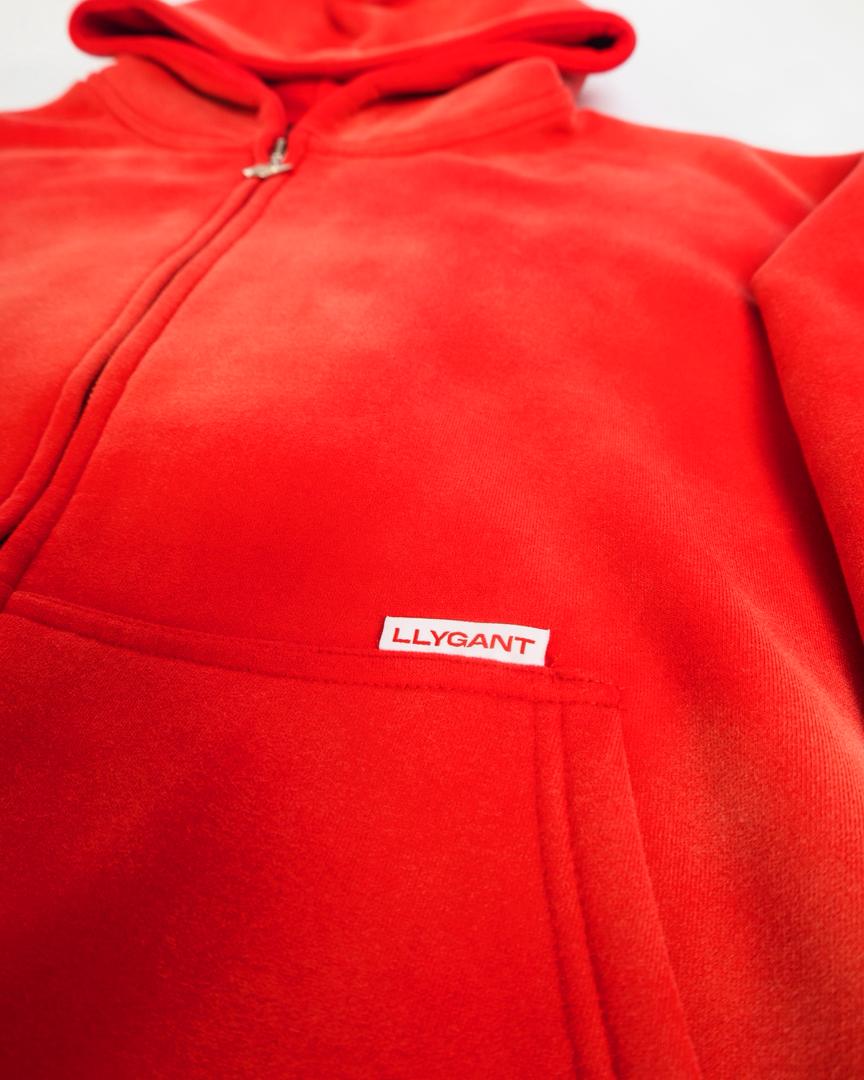 LLYGANT RED FADED HOODIE